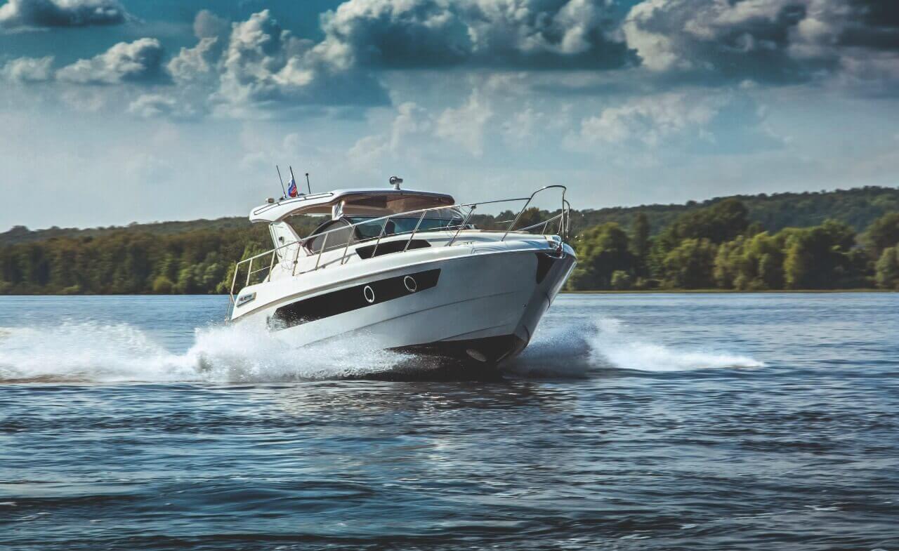Sailing yacht at sea after maintenance and refit work