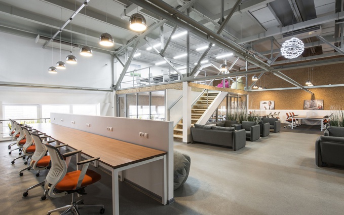 Collaborative meeting in a modern office environment