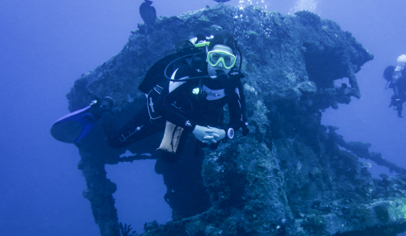 Underwater camera recording coral on a Mediterranean reef